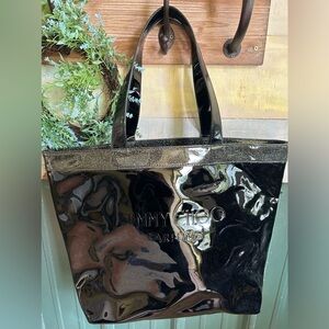 JIMMY CHOO LARGE VINYL TOTE PURSE BEACH BAG MESSENGER BAG / lap top / luggage